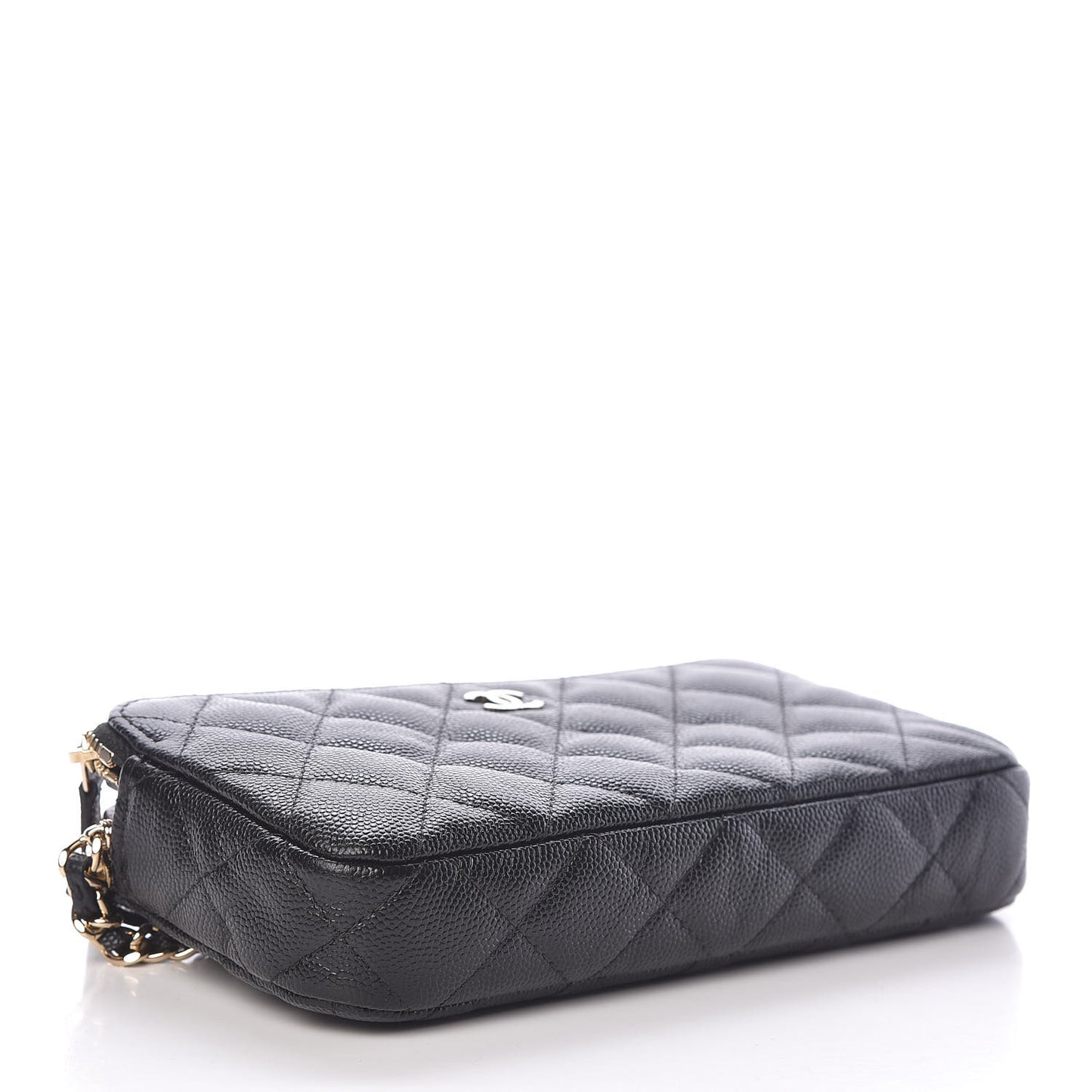 Caviar Quilted Small Clutch With Chain Black