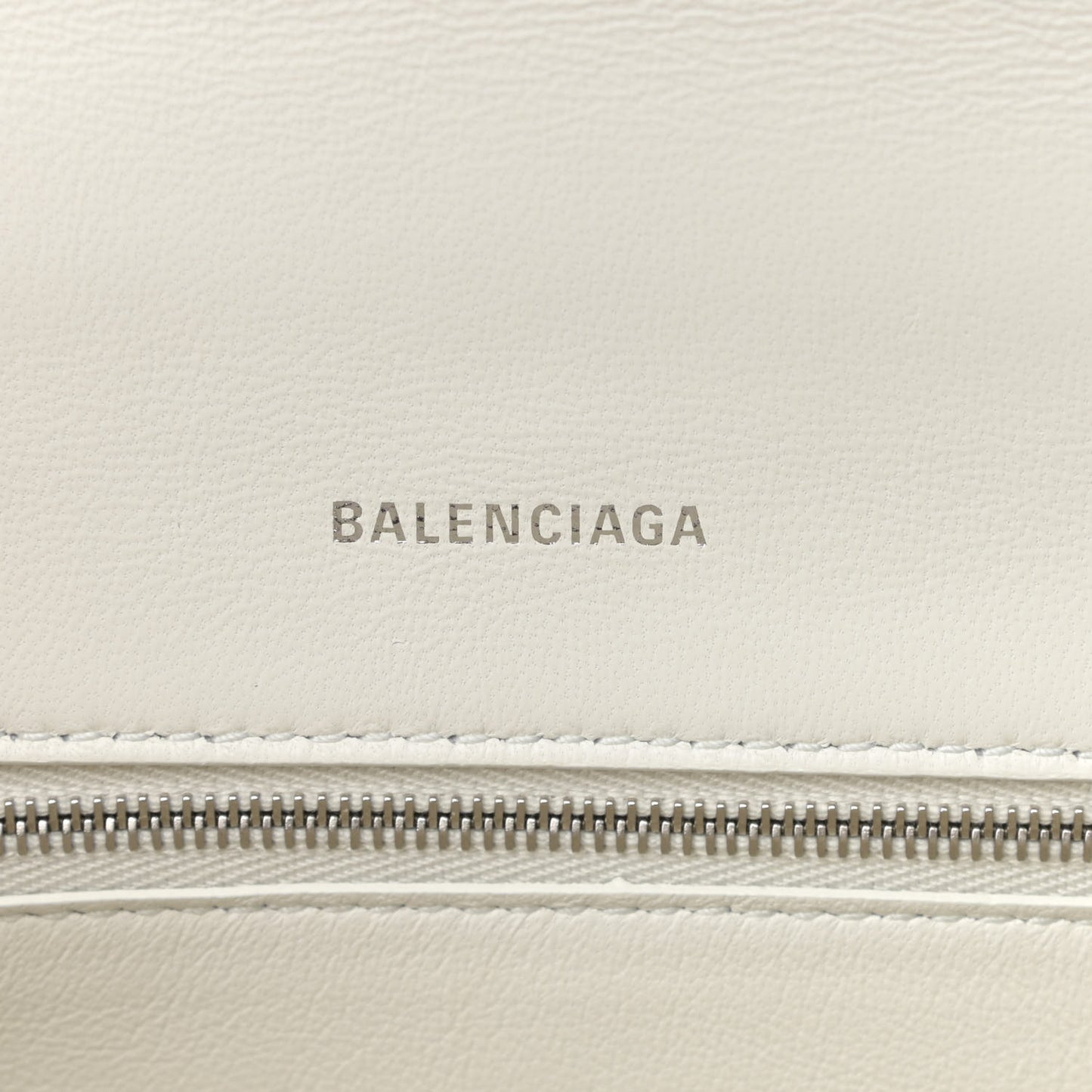 Grained Calfskin Small Hourglass Top Handle Bag White