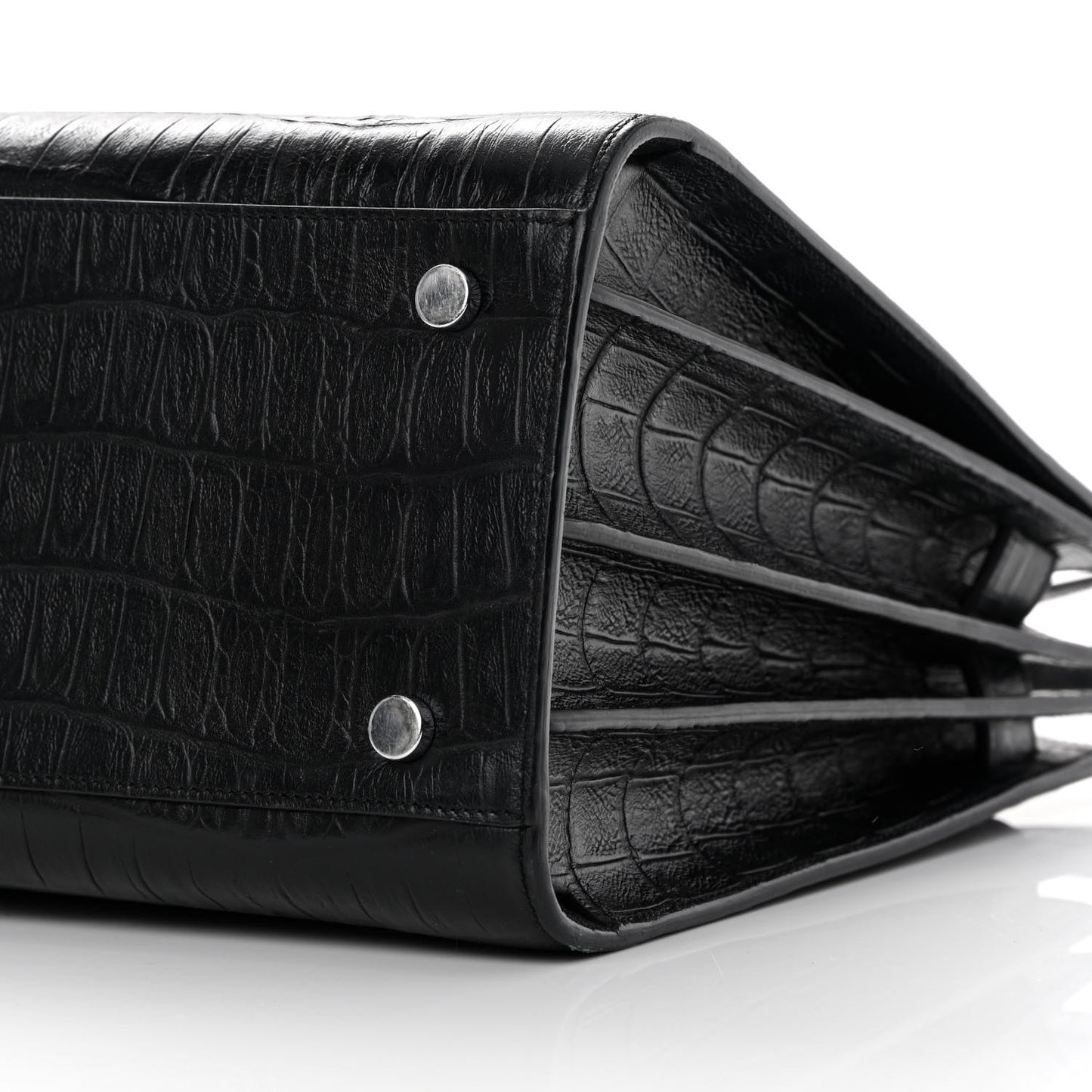 Calfskin Crocodile Embossed Small Sac de Jour Black