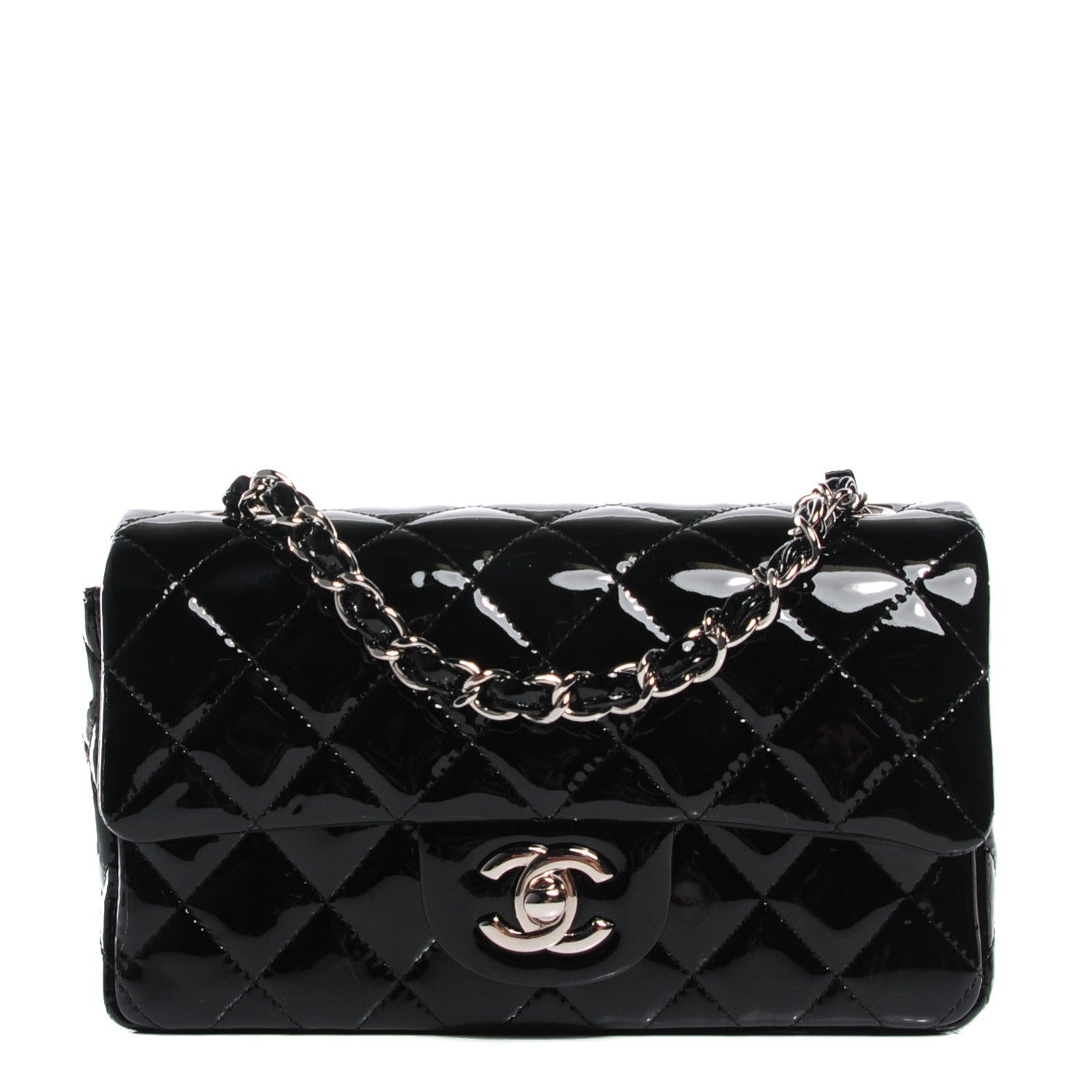 Chanel Patent Calfskin Quilted Mini Rectangular Flap Black 1 of 8