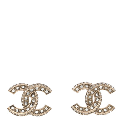 Chanel Crystal Timeless CC Earrings Light Gold 1 of 5