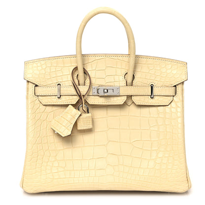 Hermes Matte Alligator Birkin 25 Vanille 1 of 11