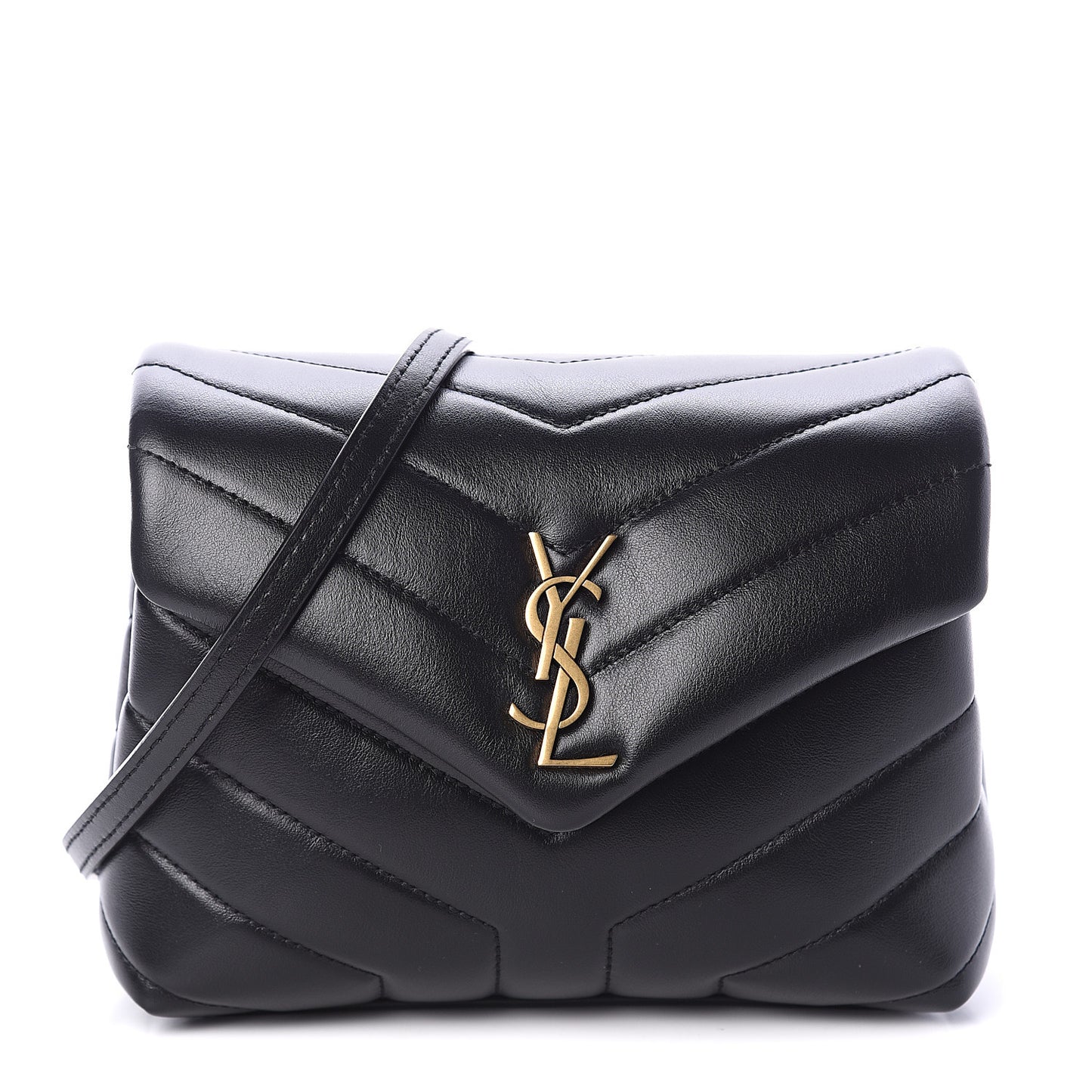 Calfskin Y Quilted Monogram Toy Loulou Crossbody Bag Black