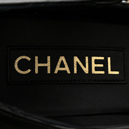 Chanel Lambskin Cap Toe Mary Jane Mid Heel Strap Pumps 38.5 Black 7 of 13