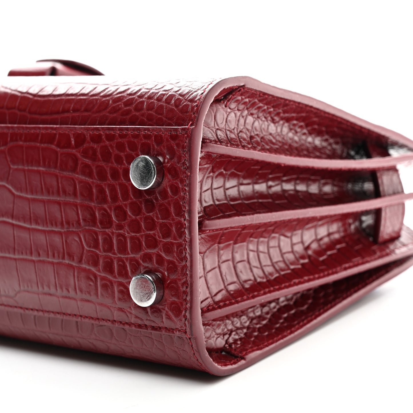 Calfskin Crocodile Embossed Nano Sac De Jour Red