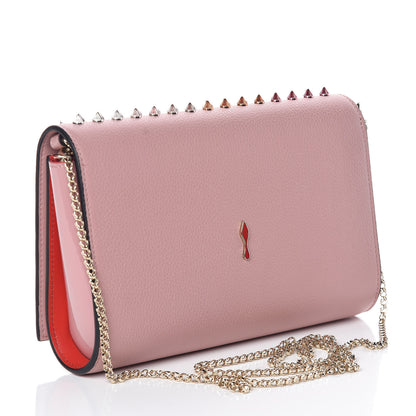 Christian Louboutin Calfskin Spikes Multimetal Paloma Clutch Viole 3 of 9