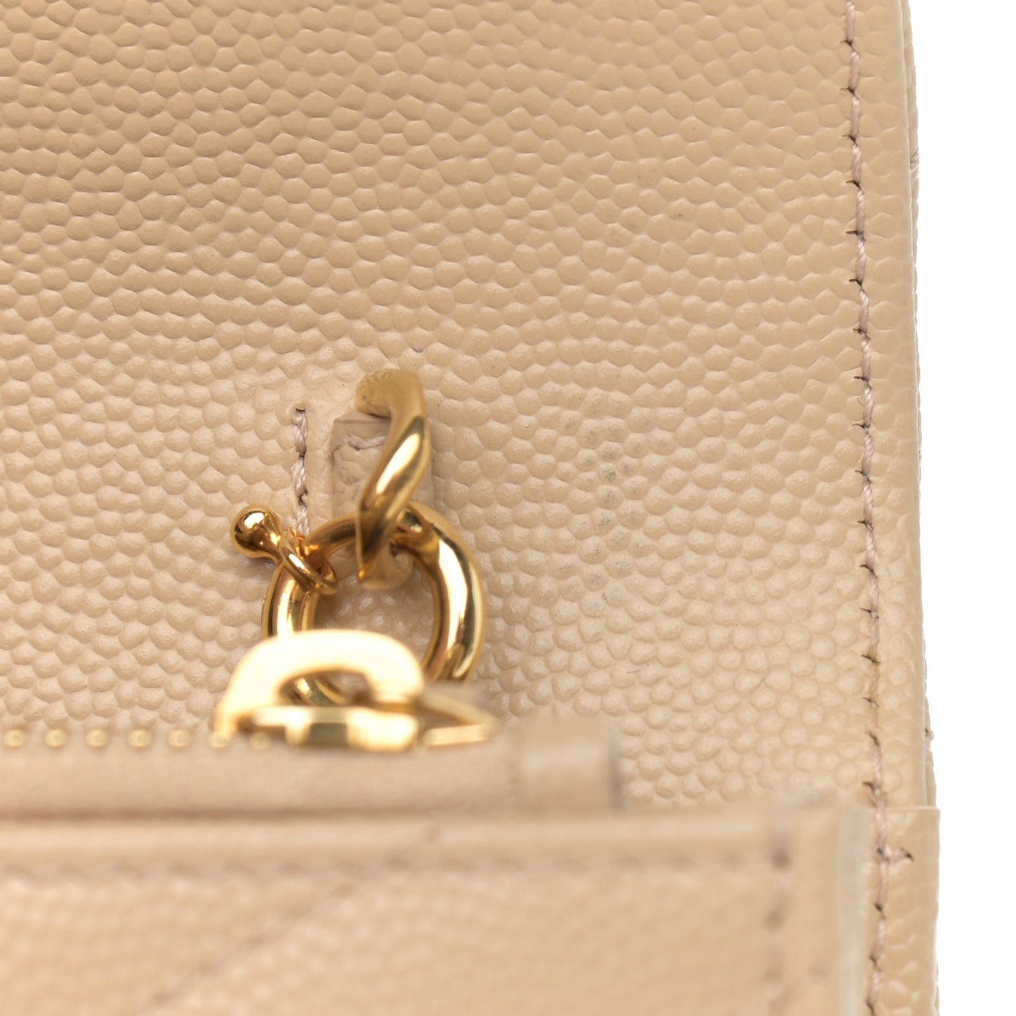 Grain De Poudre Matelasse Chevron Monogram Envelope Chain Wallet Dark Beige
