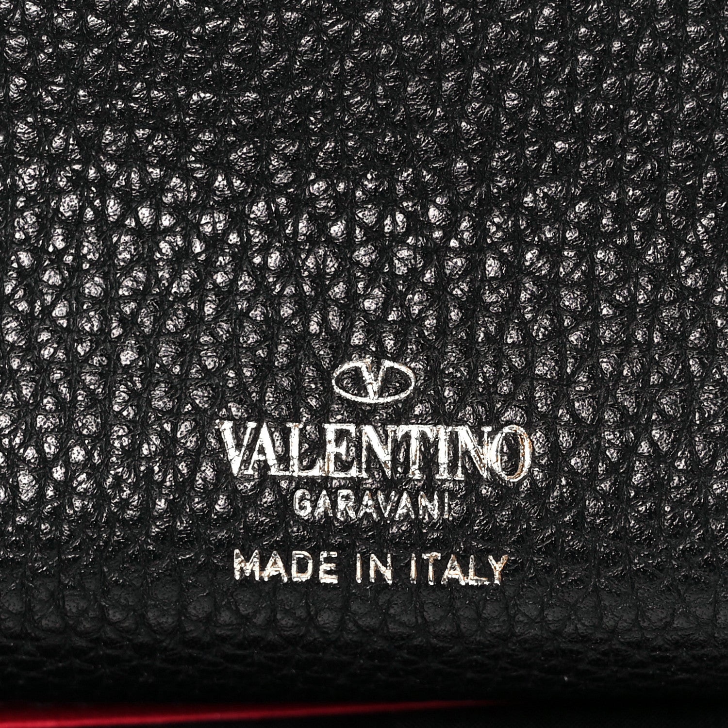 Valentino Garavani Pebbled Calfskin Rockstud Flip Lock Wallet On Chain Black 6 of 8