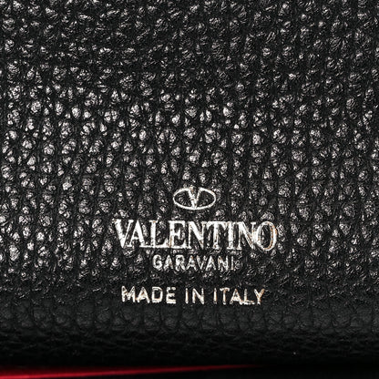 Valentino Garavani Pebbled Calfskin Rockstud Flip Lock Wallet On Chain Black 6 of 8