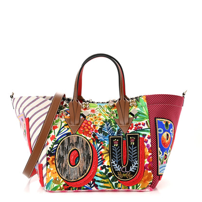 Christian Louboutin Canvas Embroidered Calfskin Caracaba Tote Multicolor 1 of 11