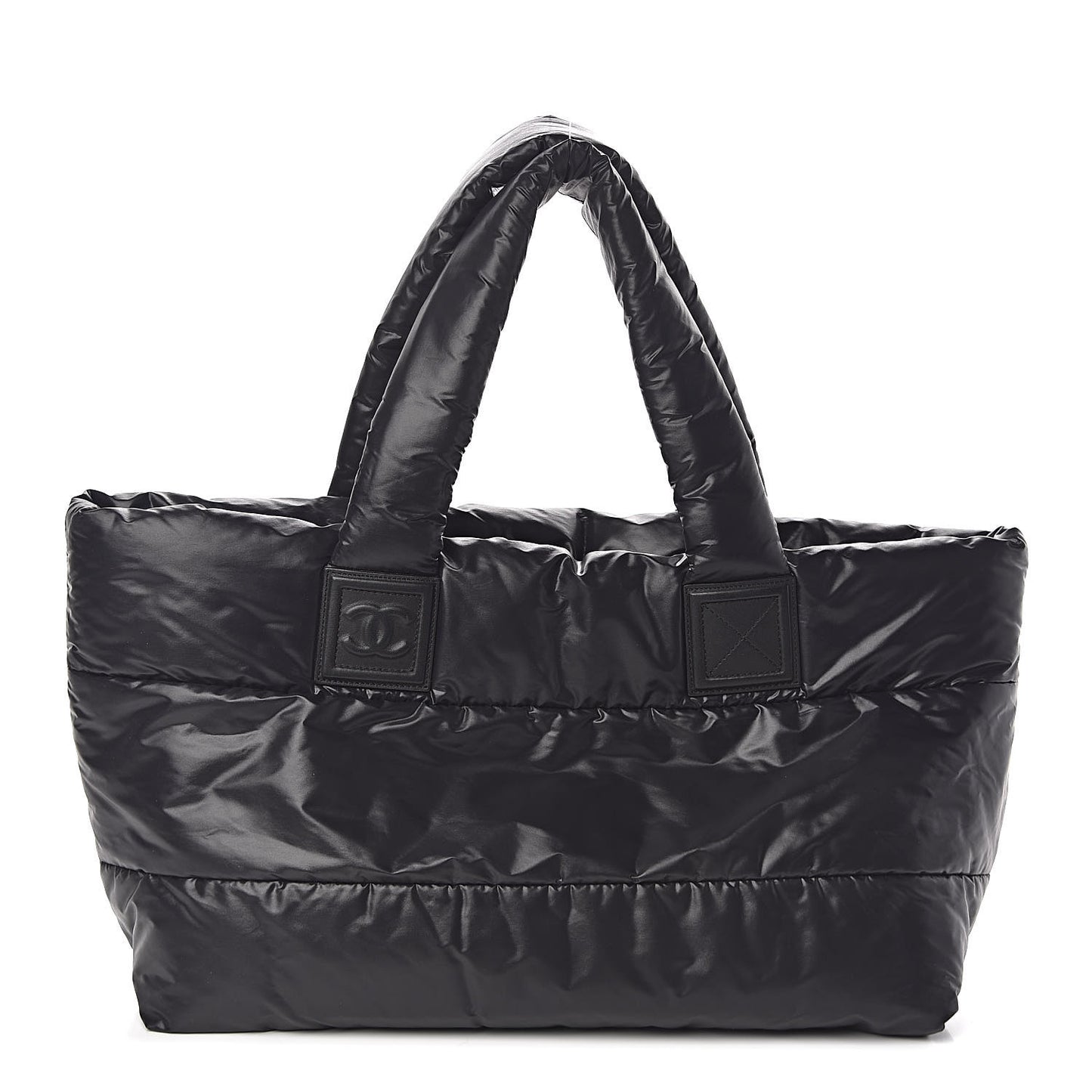 Nylon Quilted Medium Coco Cocoon Reversible Tote Black