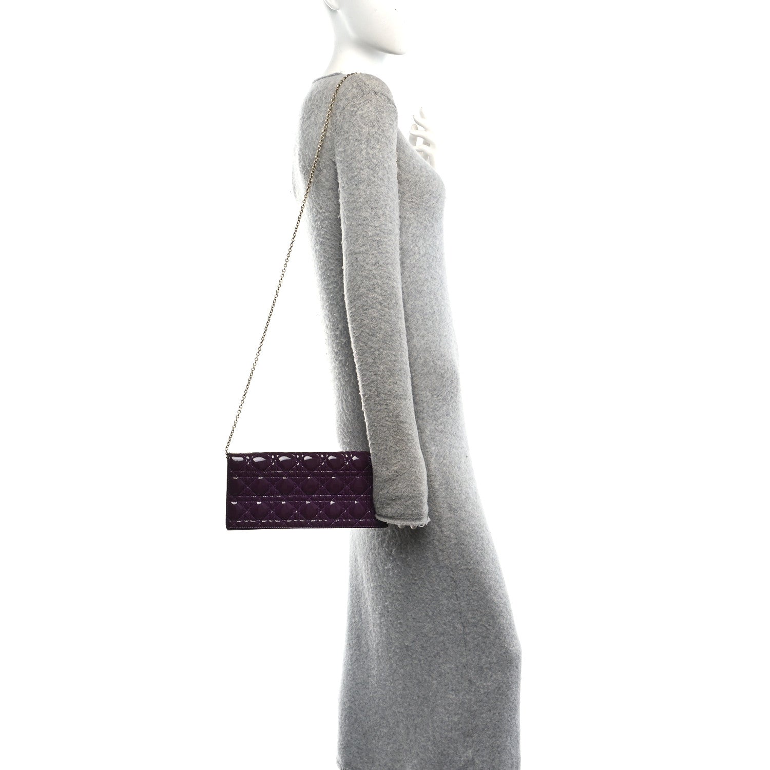 Christian Dior Patent Cannage Lady Dior Convertible Clutch Purple 2 of 12