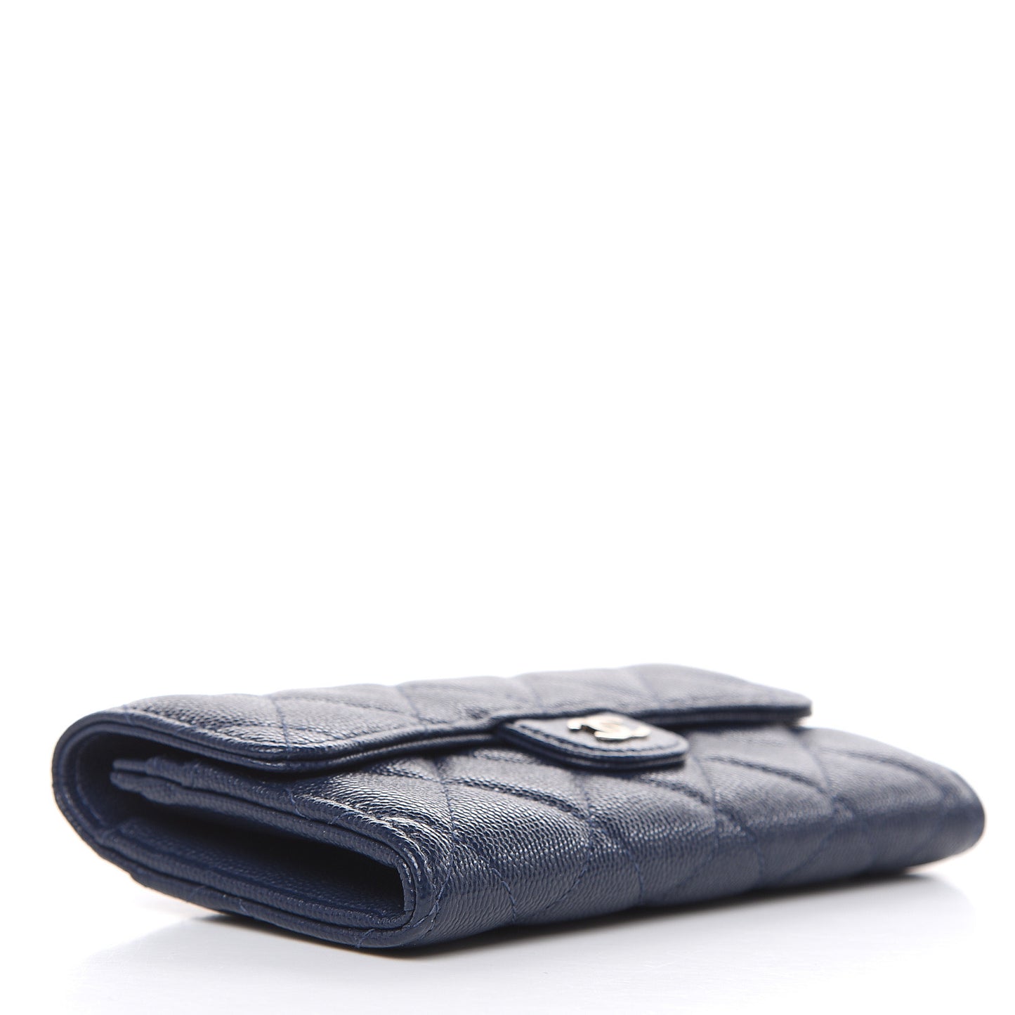 Caviar Quilted Medium Flap Wallet Blue