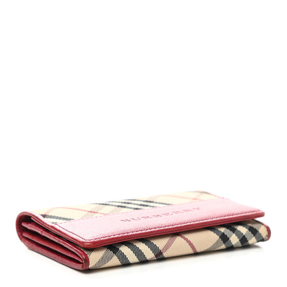 Burberry Calfskin Nova Check Flap Wallet Red 4 of 7