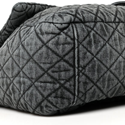 Chanel Denim Quilted Denimpression XXL Flap Grey Black 9 of 10