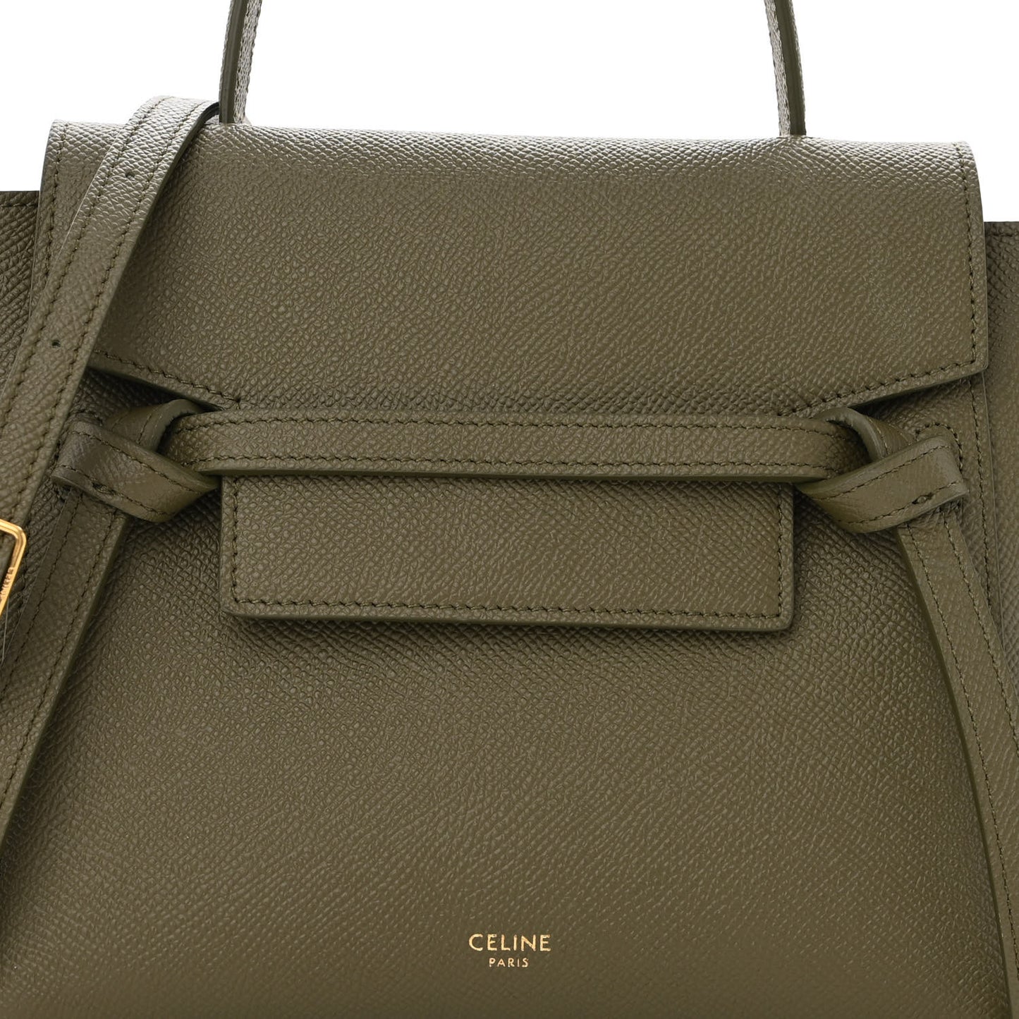 Grained Calfskin Nano Belt Bag Army Green