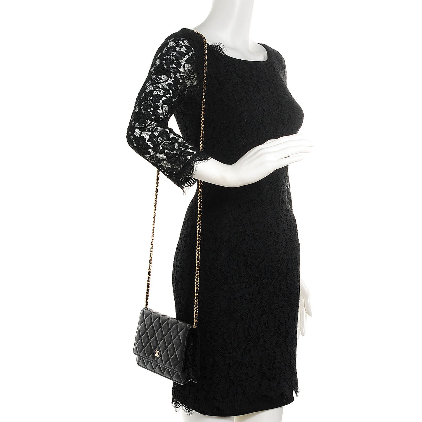 Caviar Quilted Wallet On Chain WOC Black