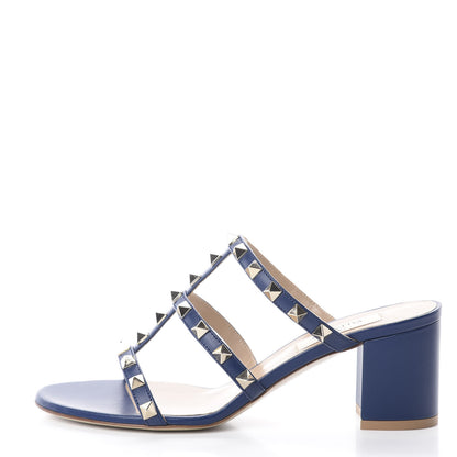 Valentino Garavani Calfskin Rockstud 60mm Caged Slide Sandals 36 Light Ocean 1 of 12