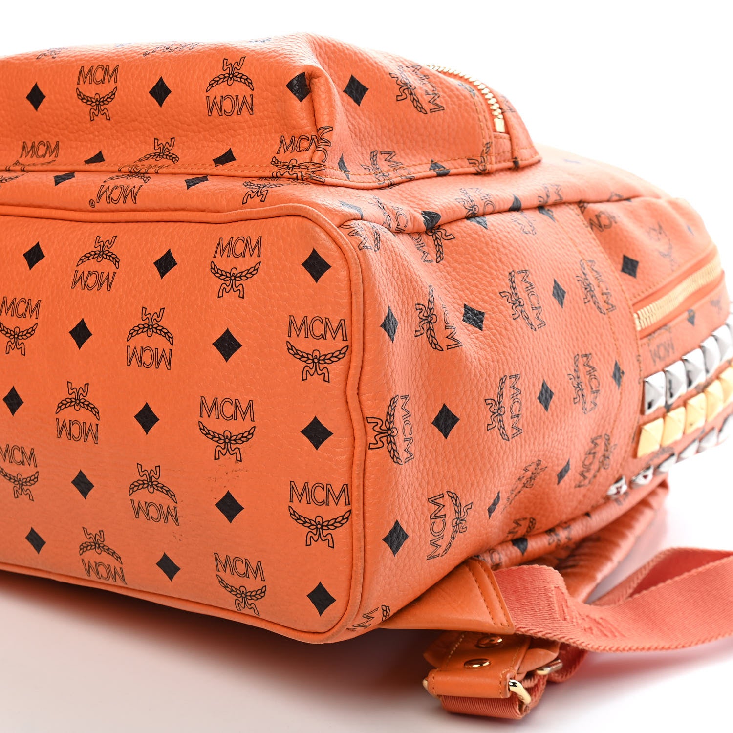MCM Visetos Side Stud Large Stark Backpack Orange 24 of 28