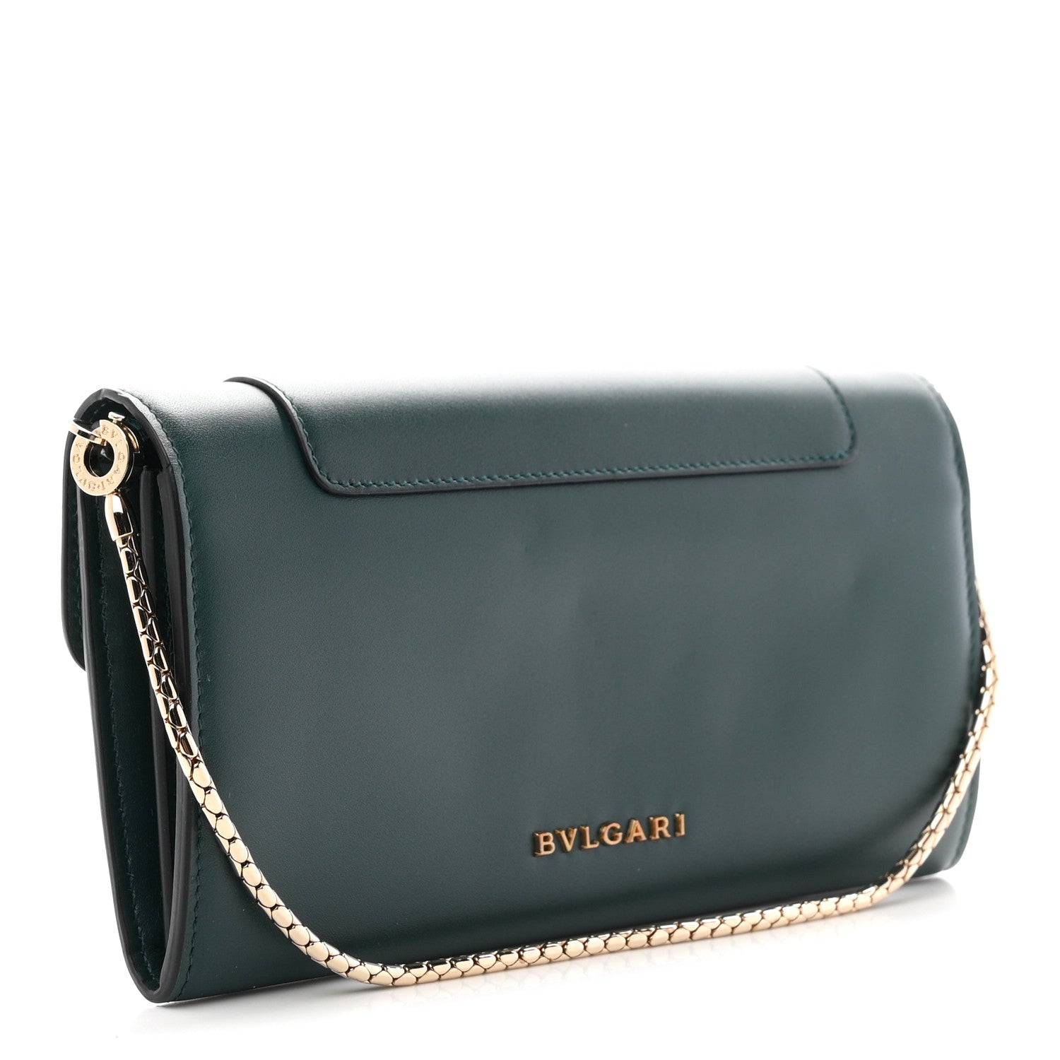 Bulgari Calfskin Serpenti Forever Chain Wallet Green 3 of 11