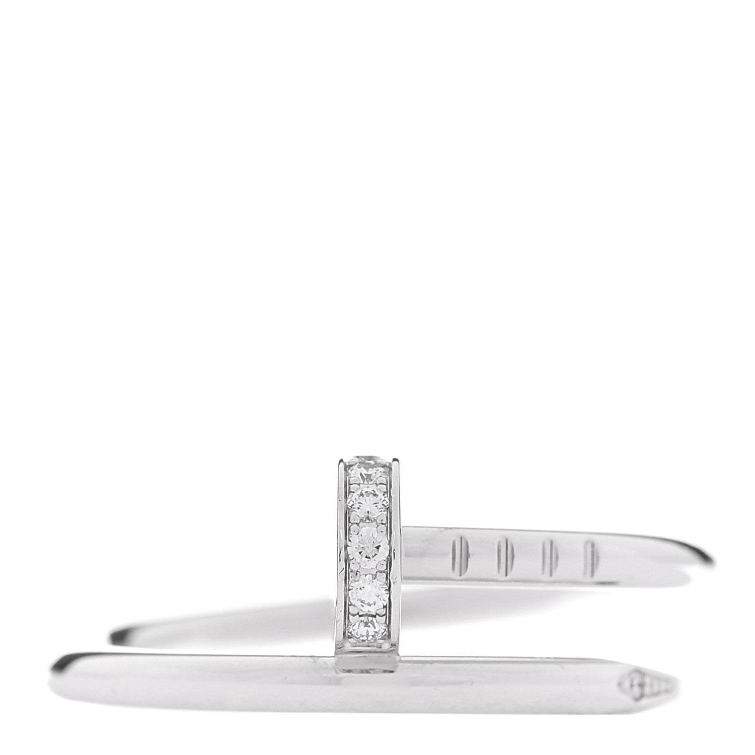 Cartier 18K White Gold Diamond Small Juste Un Clou Ring 53 6.5 1 of 5