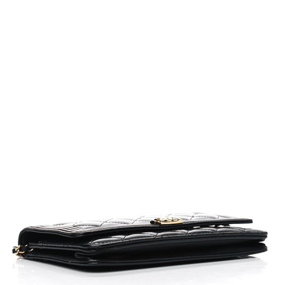 Chanel Patent Calfskin Quilted Boy Wallet On Chain WOC Black 3 of 7
