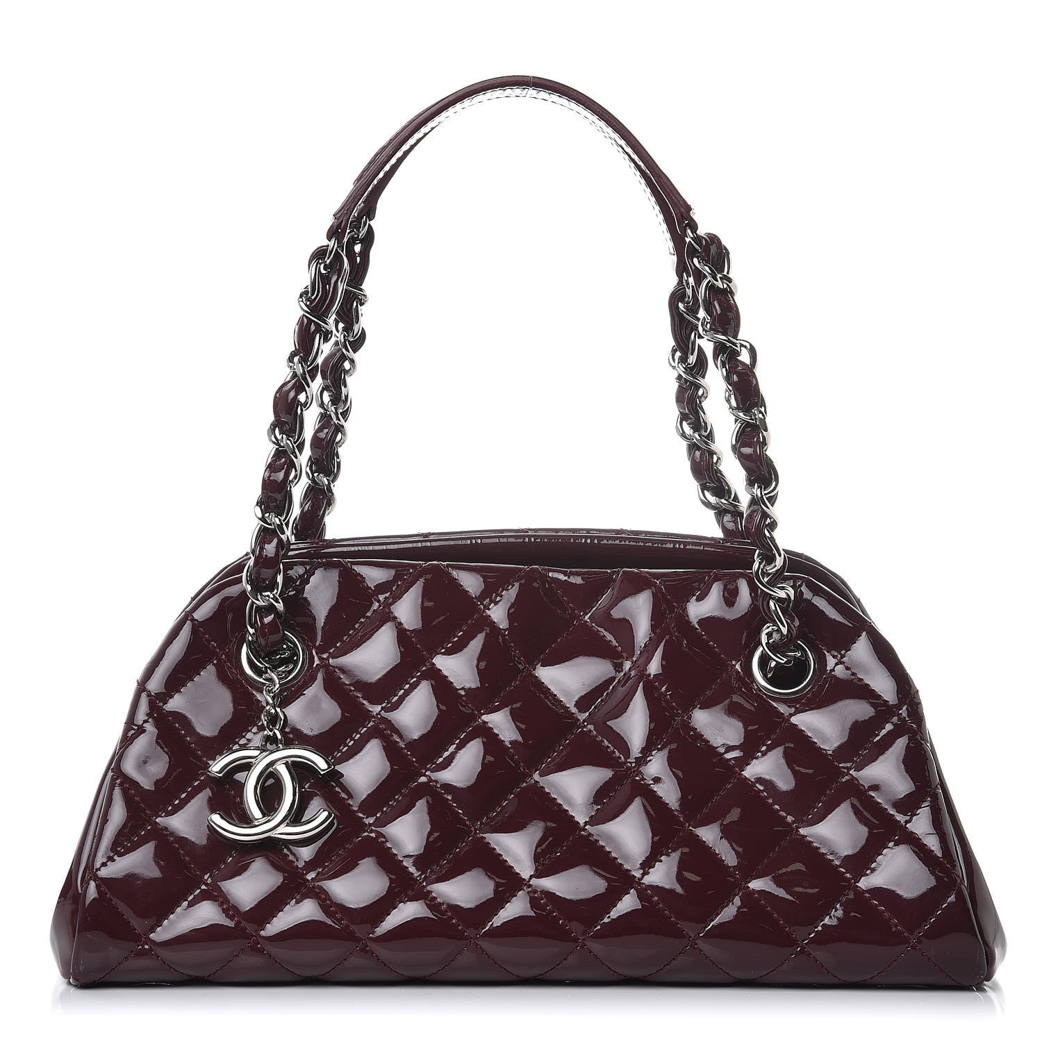 Chanel Patent Quilted Small Just Mademoiselle Burgundy 1 of 11