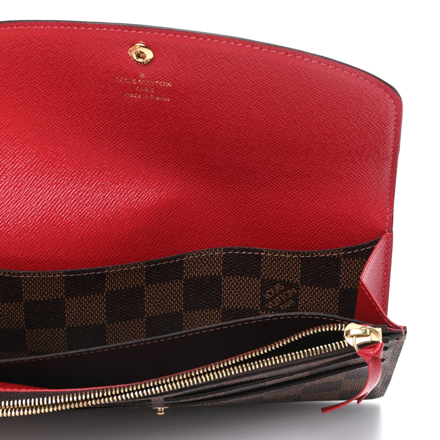 Louis Vuitton Damier Ebene Emilie Wallet Red 5 of 7