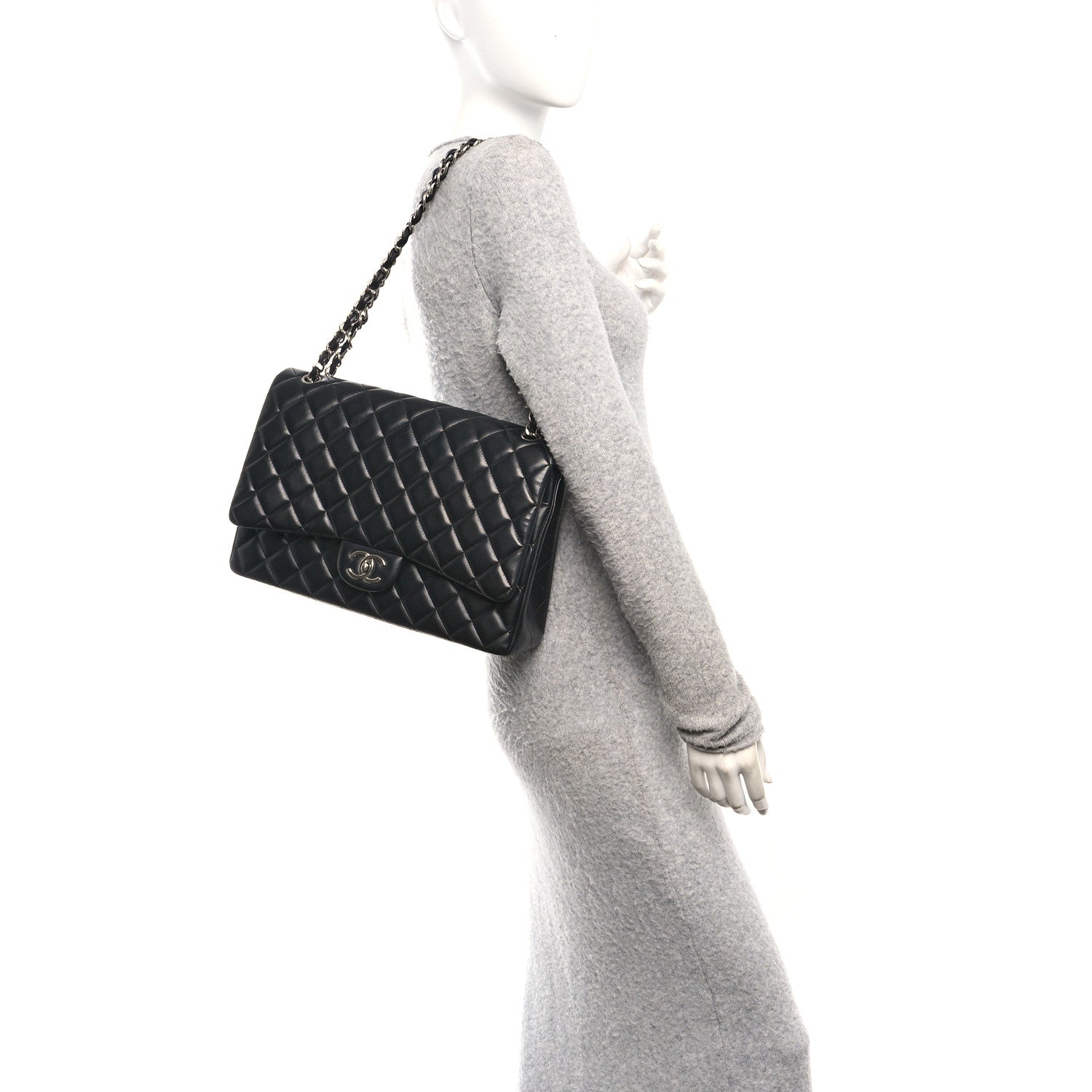 Chanel Lambskin Quilted Maxi Double Flap Black 2 of 11