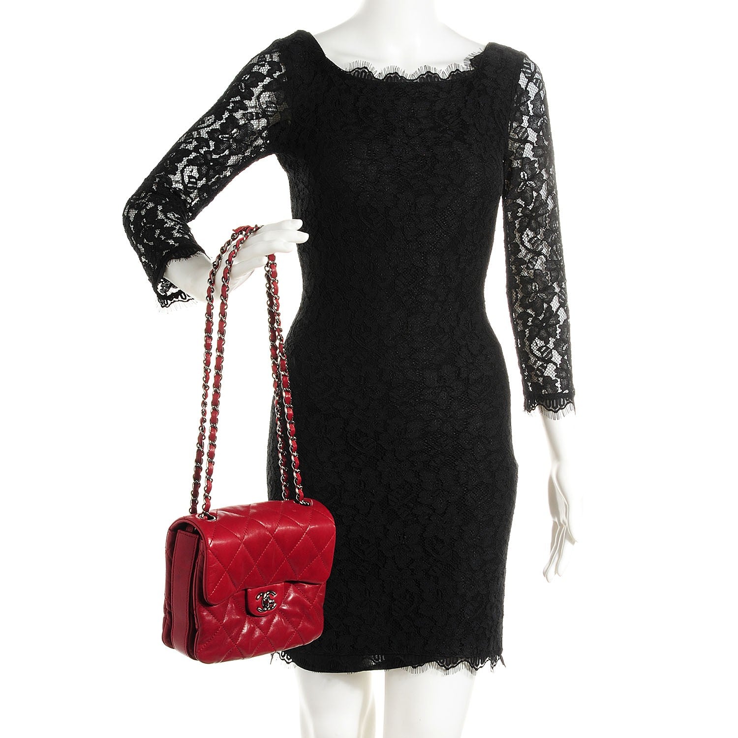 Chanel Lambskin Quilted Mini Chanel 3 Flap Red 2 of 7