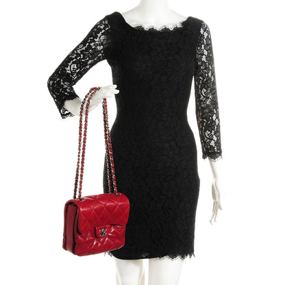 Chanel Lambskin Quilted Mini Chanel 3 Flap Red 2 of 7