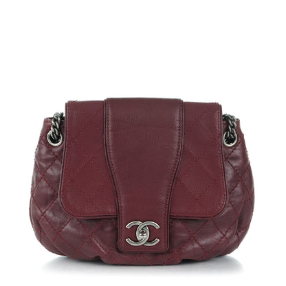 Chanel Caviar Aged Calfskin Medium Bubble Graphic Messenger Bag Dark Red 1 of 8
