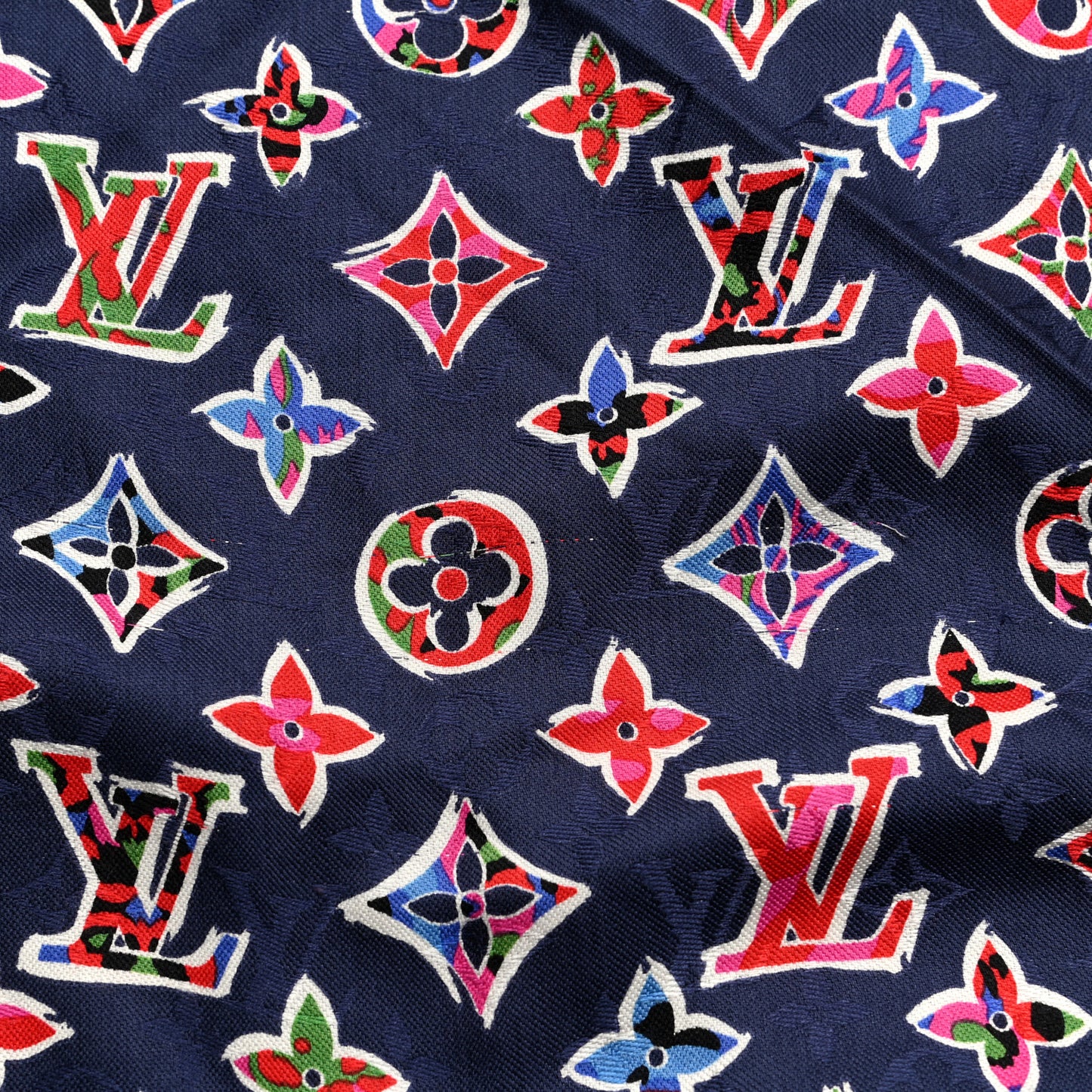 Wool Silk ABC Monogram Shawl Navy