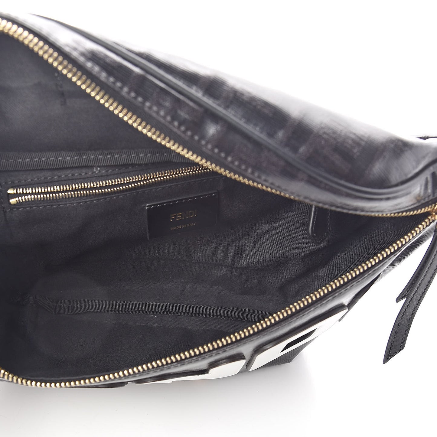 X FILA Glazed Fabric Vitello Century FF 1974 Mania Belt Bag Black White