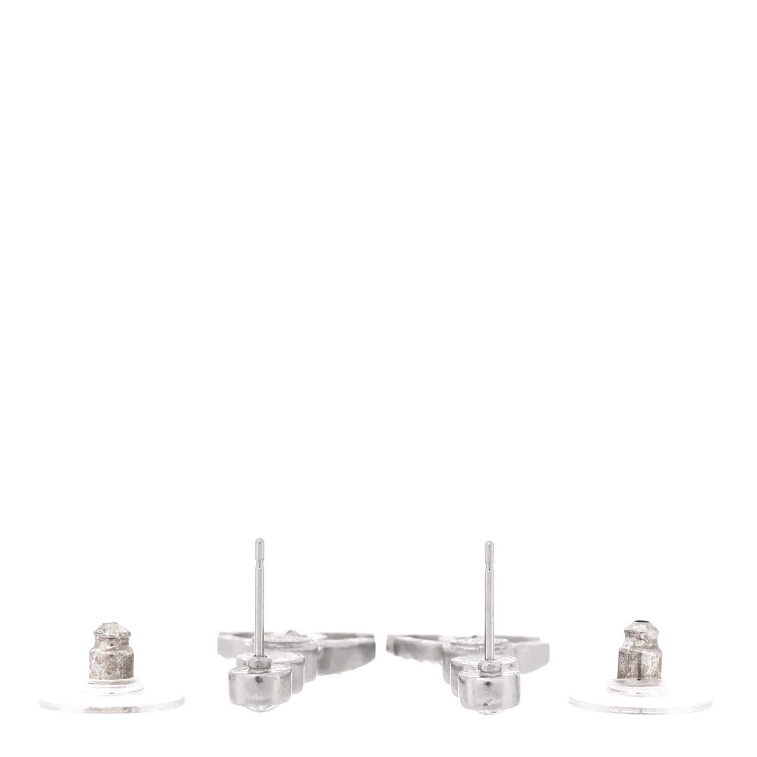 Chanel Crystal CC Drop Earrings Silver 3 of 5