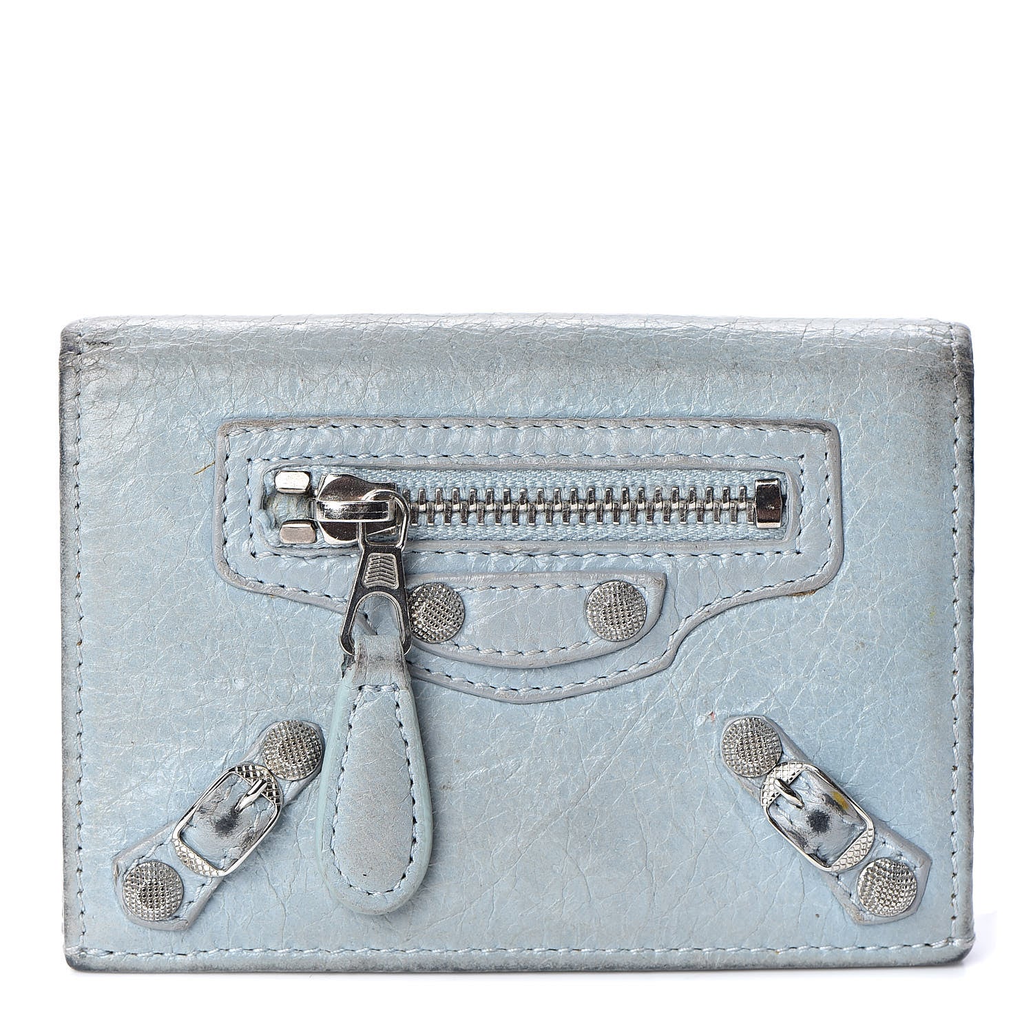 Balenciaga Agneau Giant 12 Silver Hardware Card Case Bleu Opaline 1 of 11