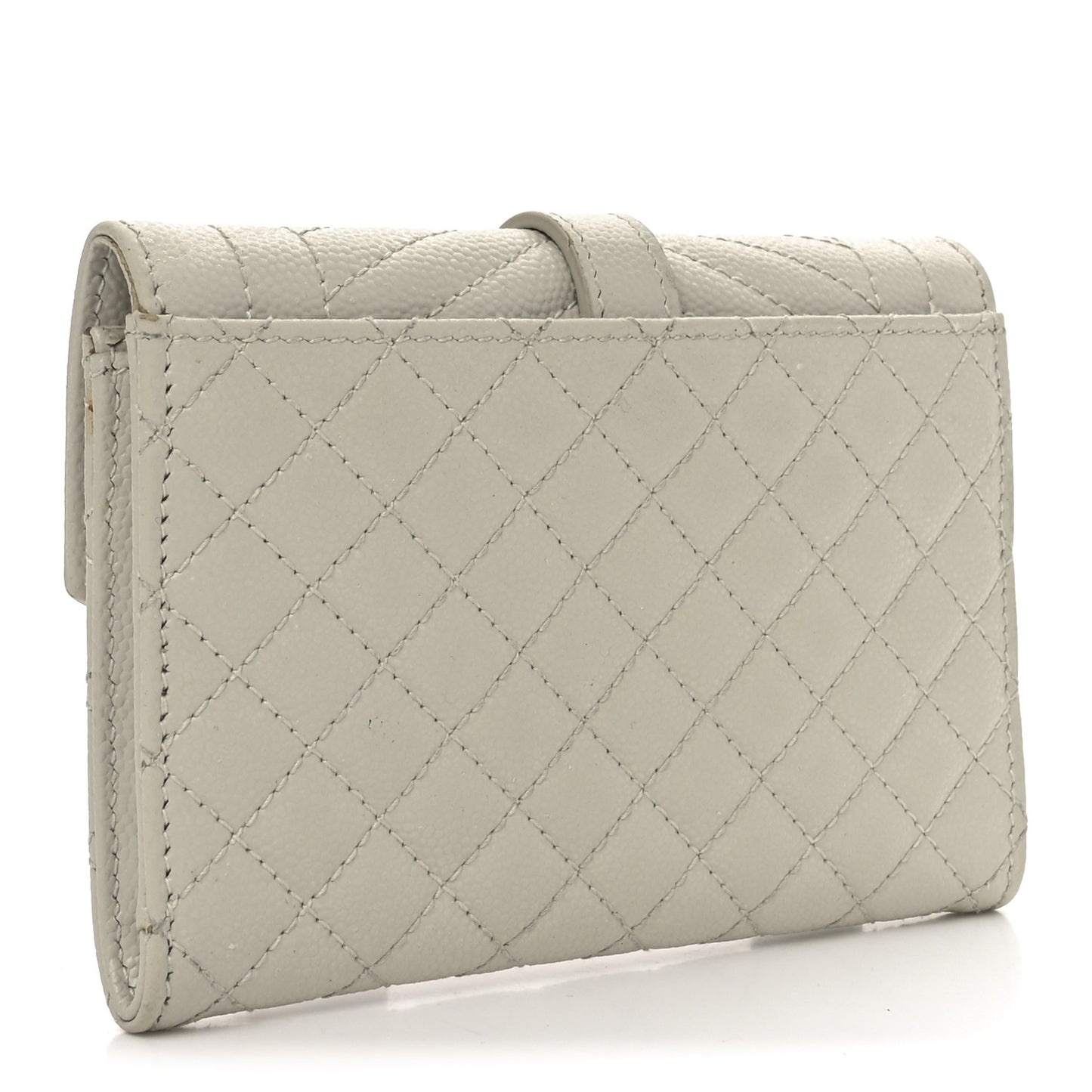 Grain De Poudre Textured Mixed Matelasse Triquilt Small Monogram Envelope Wallet Blanc Vintage
