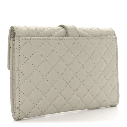 Saint Laurent Grain De Poudre Textured Mixed Matelasse Triquilt Small Monogram Envelope Wallet Blanc Vintage 3 of 9