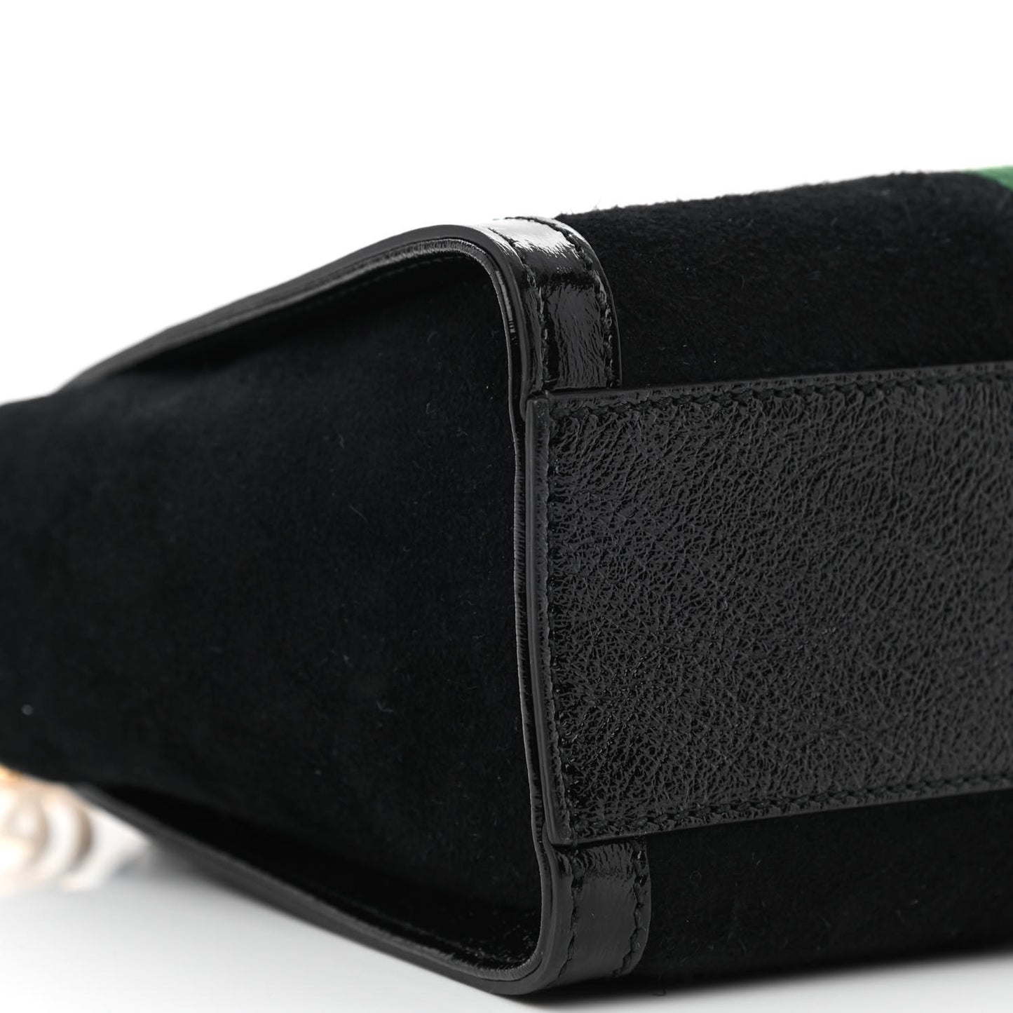Suede Patent GG Web Small Ophidia Tote Bag Black