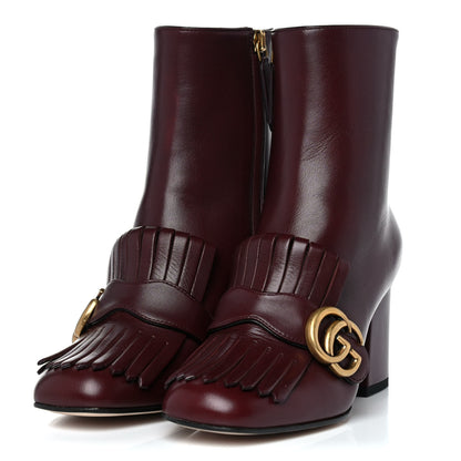 Gucci Malaga Kid GG Marmont Fringe 75mm Ankle Boots 35 Vintage Bordeaux 3 of 12