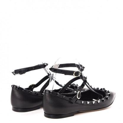 Valentino Garavani Nappa Rockstud Cage Ballerina Flats 37 Black 4 of 7