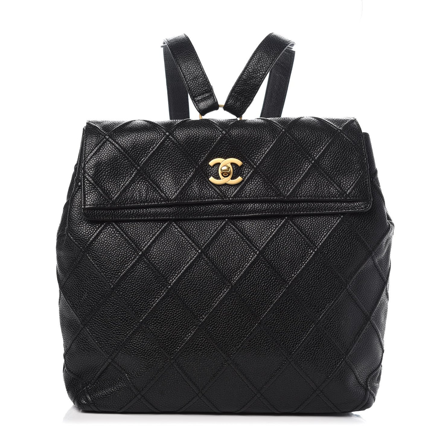 Caviar Diamond Stitched Backpack Black