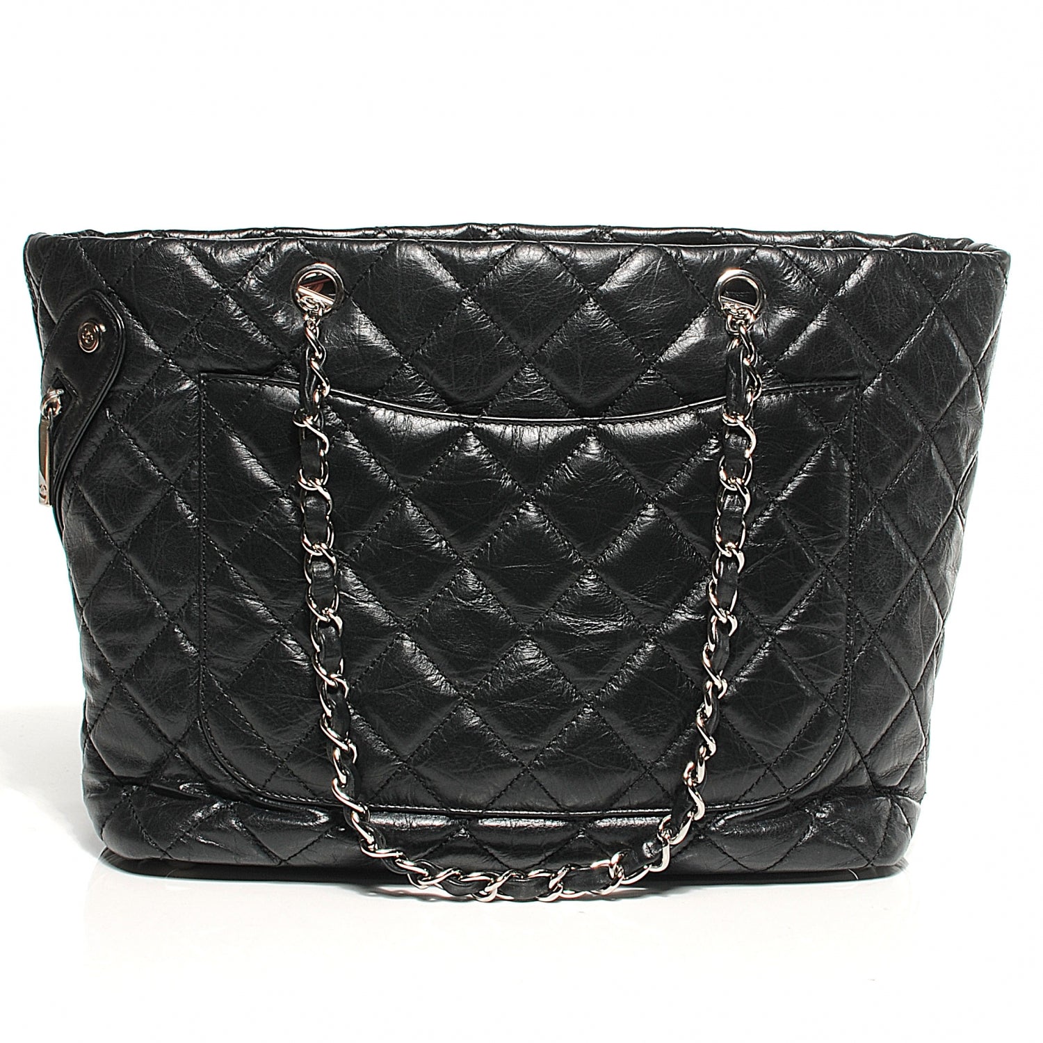 Chanel Leather Quilted Cotton Club Large Tote Black 7 of 10