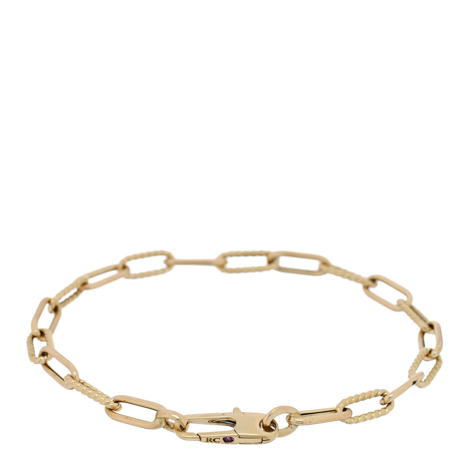 Roberto Coin 18K Yellow Gold Fluted Paper Clip Link Bracelet 2 of 3
