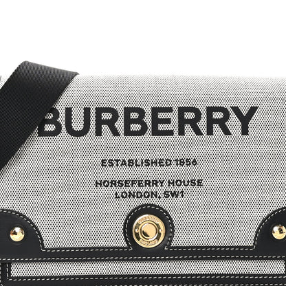 Burberry Canvas Horseferry Print Note Crossbody Bag Grey Black 8 of 10