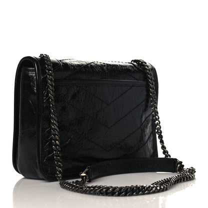 Saint Laurent Crinkled Calfskin Matelasse Monogram Niki Chain Wallet Black 3 of 9