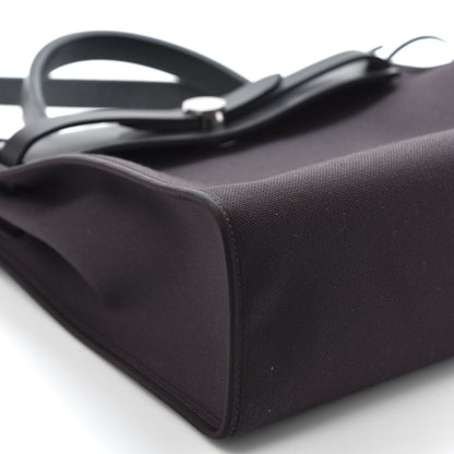 Hermes Military Toile Vache Hunter Herbag Zip PM 31 Prune Black 6 of 10