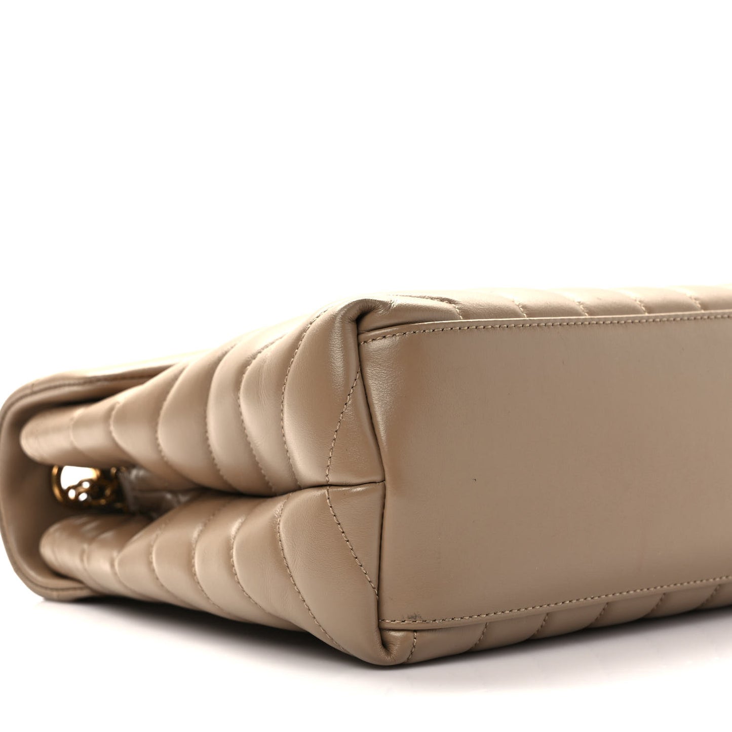 Calfskin Y Quilted Monogram Medium Loulou Chain Satchel Dark Beige