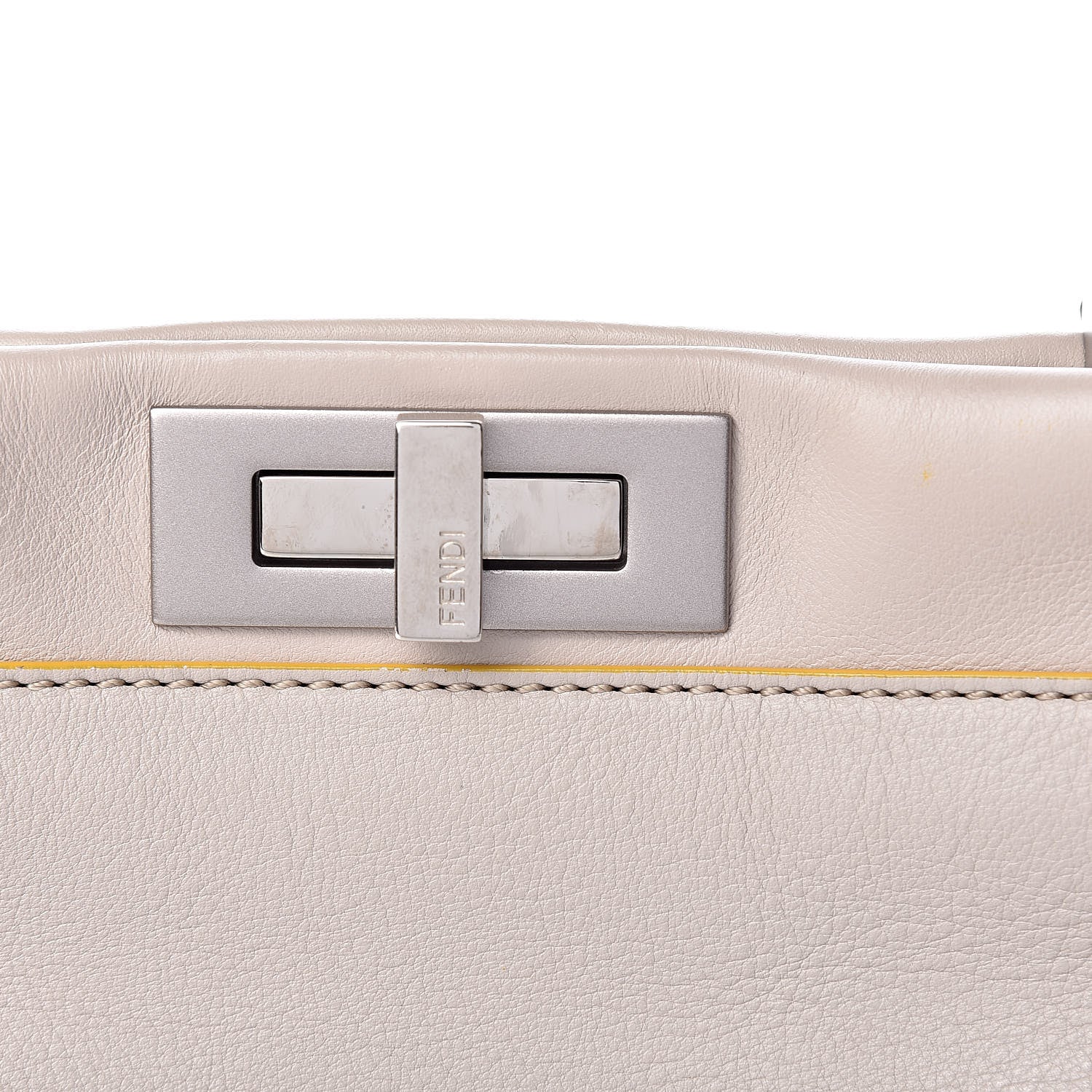 Fendi Vitello Seta Burro Medium Peekaboo Iconic Satchel Grigio Polvere Mattone 14 of 16