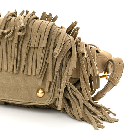 Saint Laurent Suede Calfskin Small Emmanuelle Fringe Bucket Bag Light Ocre 10 of 10